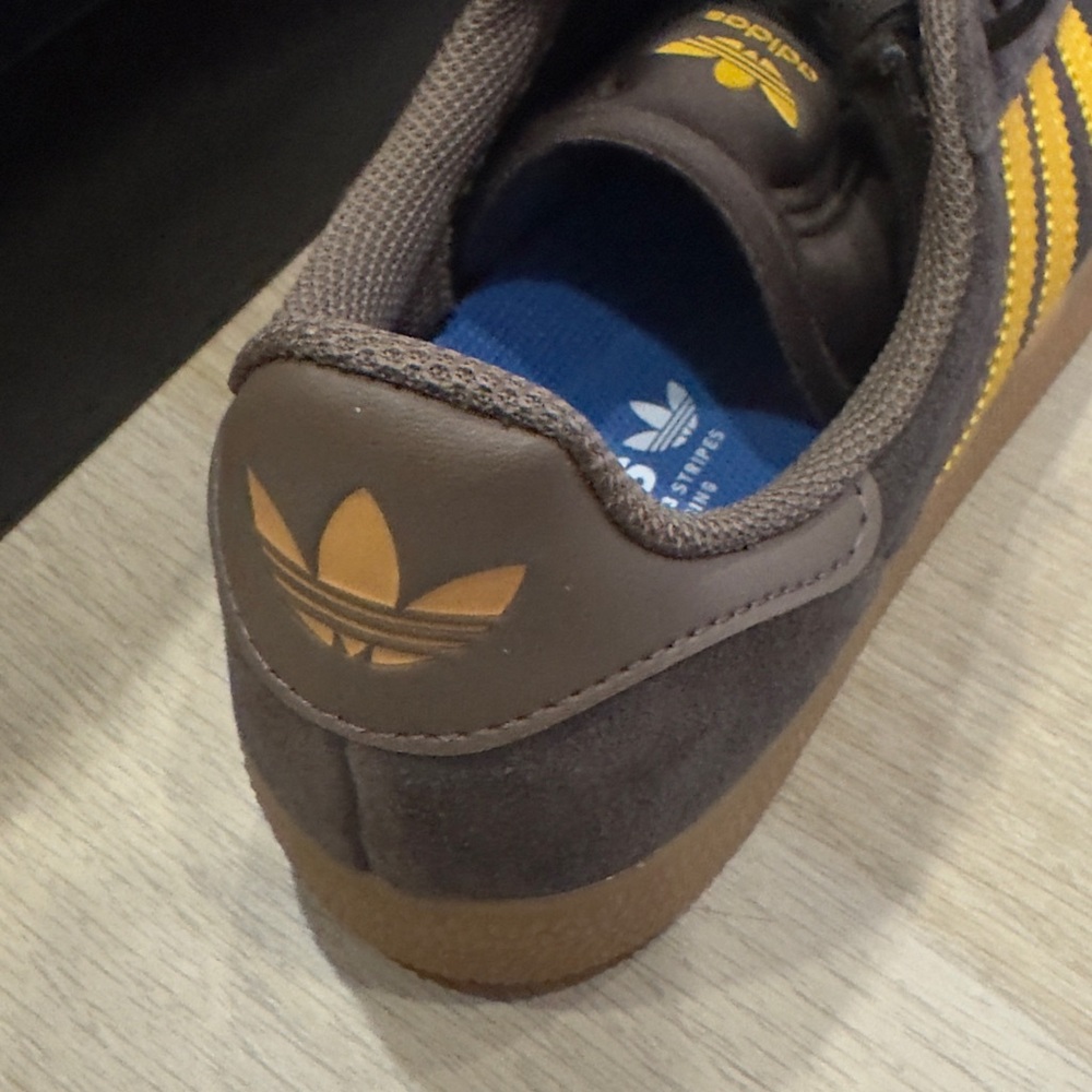 Adidas Men's Chocolate Brown and Mustard Yellow Sneakers - Picture 3 of 6